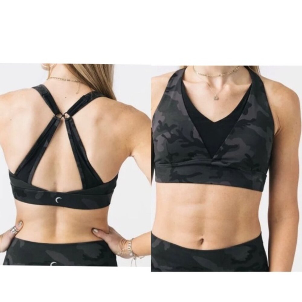 ZYIA Active Forest Camo Adjustable Mesh Sports Bra Size XS